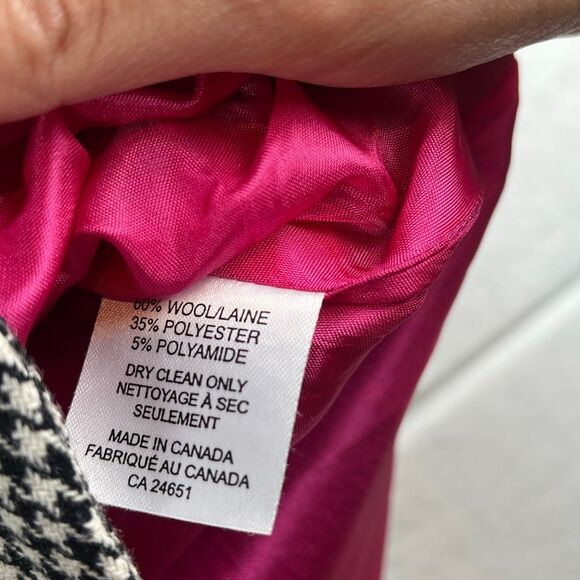 Vintage J Jodi Houndstooth Wool Cape Jacket and Skirt Set with Fuchsia Mock Neck - Picture 12 of 16